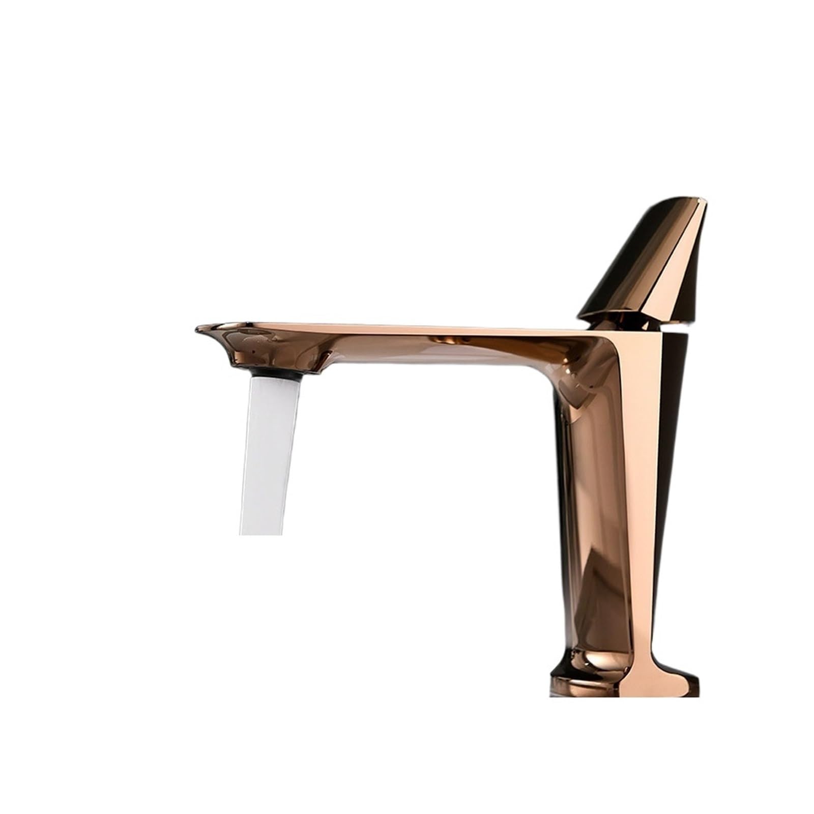 Basin Faucets Rose Gold Bathroom Basin Sink Faucet Square Brass Mixers Single Handle White Vanity Mixer Tap(Color-4)