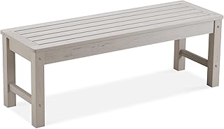 Outdoor Bench, Two Person Poly Lumber Porch Bench, Weatherproof Garden Bench That Never Rot and Fade, All-Weather Patio Bench Suit for Garden, Porch, and Park (Grey)