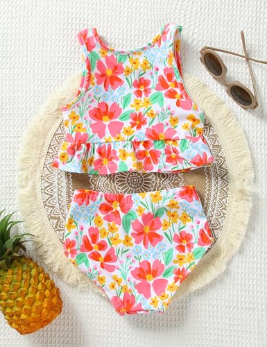 Toddler Baby Girl Swimsuits Summer Sleeveless Bathing Suit Two Piece Swimwear Bikini Bottom Beach Outfits Set 6M-5T2