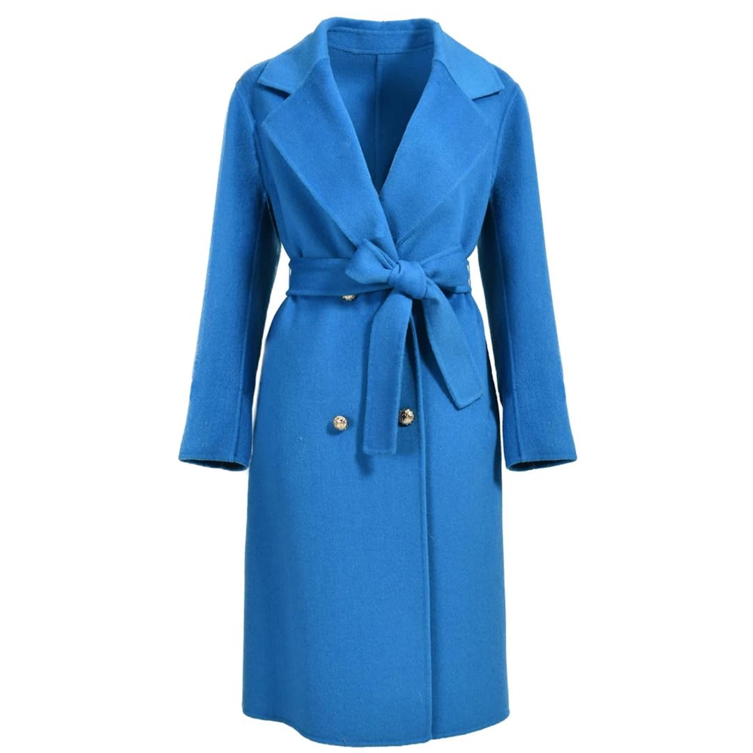 Women Autumn Winter Double-Face Cashmre Coat Long Trench Wool Coats Solid Color Outerwear