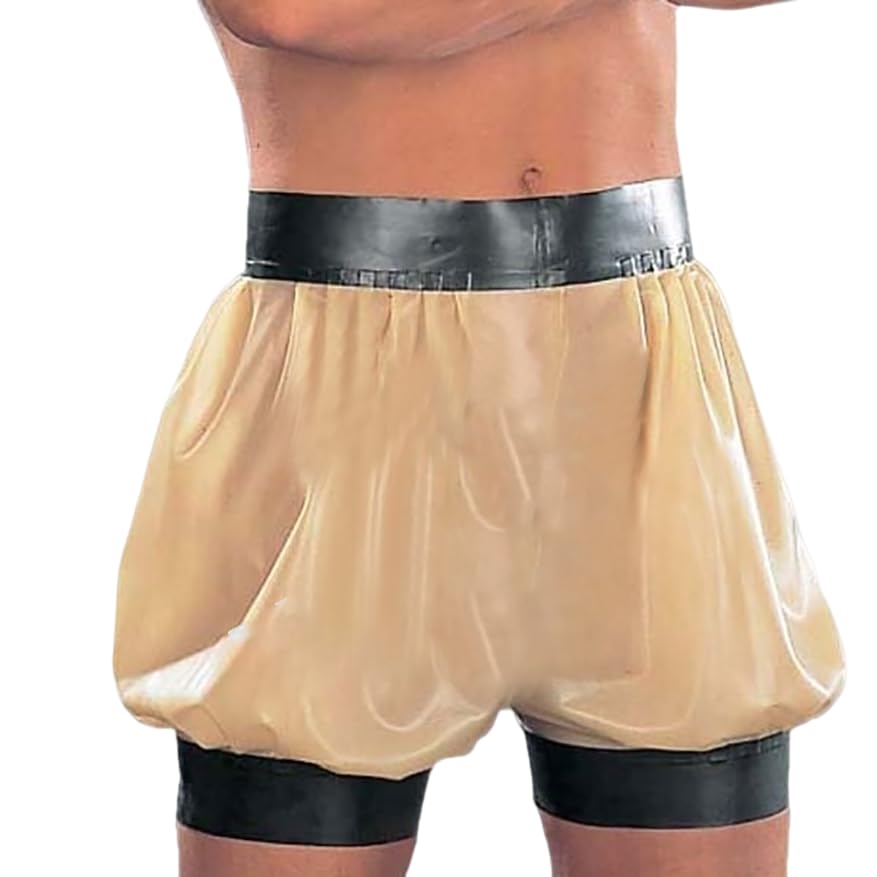 Kangxinsheng Transparent Latex Gummi Pumphose für Männer,Handgefertigter Naturkautschuk Höschen Shorts,Geeignet für Cosplay Kostüme-M