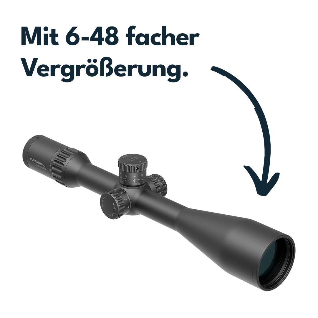 Vector Optics SCOL-TE52 Continental 6-48x56ED SFP MOA - Cannocchiale per sport, airsoft e caccia, fucile ad aria compressa, mirino mirino per fucile, scopa rifle scope, accessori