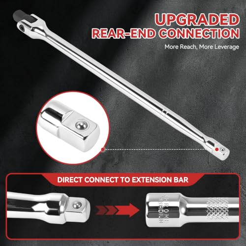 Image of 10PC Breaker Bar Set, Dual-end 3 Extension Bars, 3 /8 inch, 1 /2 inch 1 /4 inch Drive | 3 /8 inch, 1 /2 inch and 1 /4 inch Drive, 180 Rotatable Head, 6'', 10'', 15'' Length, 3 Extension Bars, Organizer Case