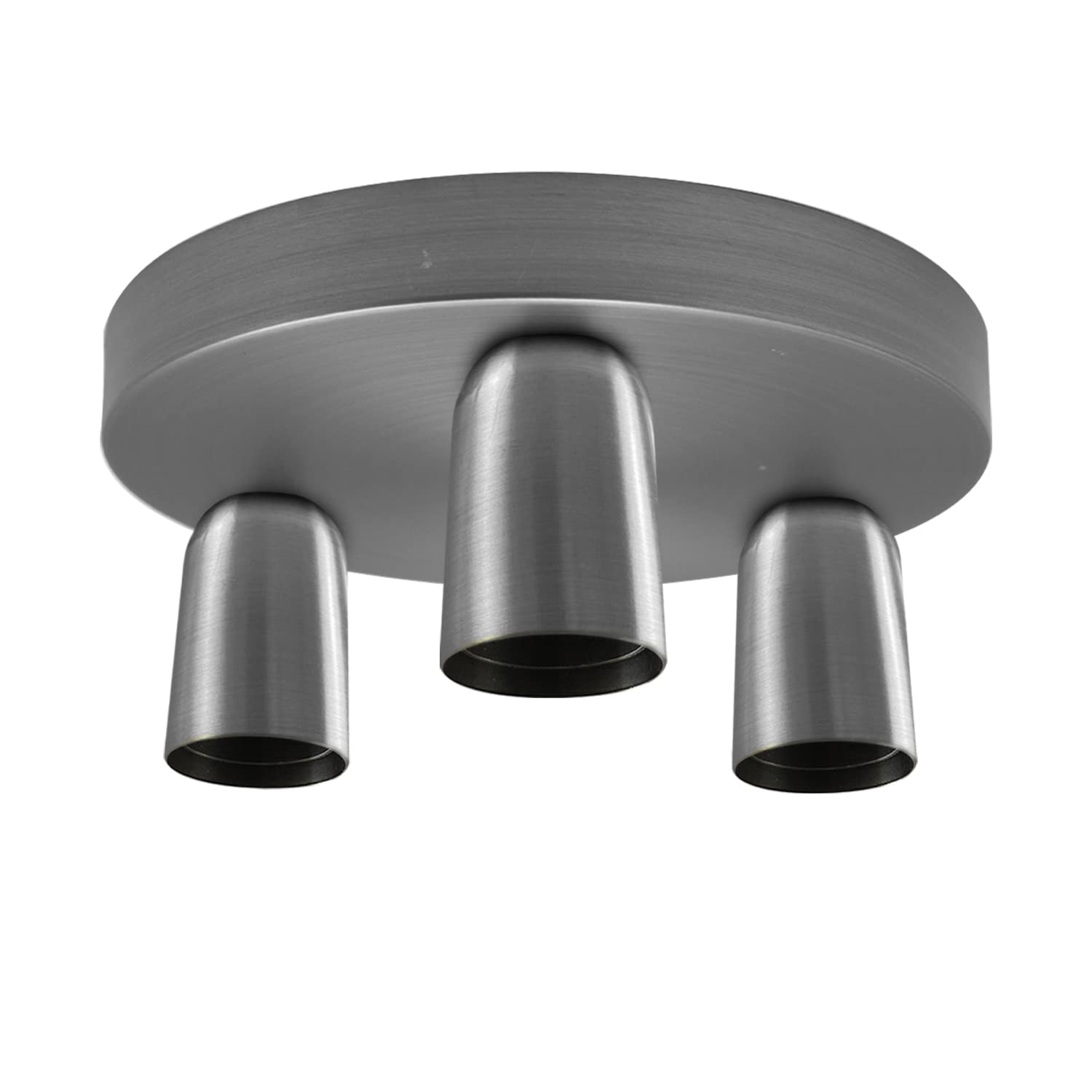 LEDSone Satin Nickel Vintage Ceiling Light 3 Way Ceiling E27 Lamp Base Semi Flush Ceiling Lamp for Industrial Kitchen Dining Room Living Room Balcony - Round Base