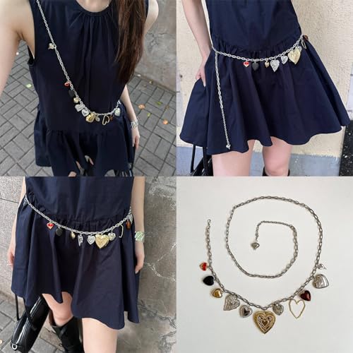 2000s Cool Waist Chain Adjustable Length Heart Pendant Design for Teens Unisex Accessories Casual and Party Wear Jewelry2