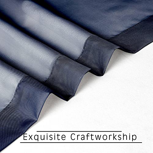 Image of OWENIE Navy Blue Sheer Kitchen Valance for Windows Set of 2, Small Modern Rod Pocket Voile Valance Curtain Window Treatment Decor for Living Room Bathroom Cafe Laundry Basement, 42 inch W x 14 inch L