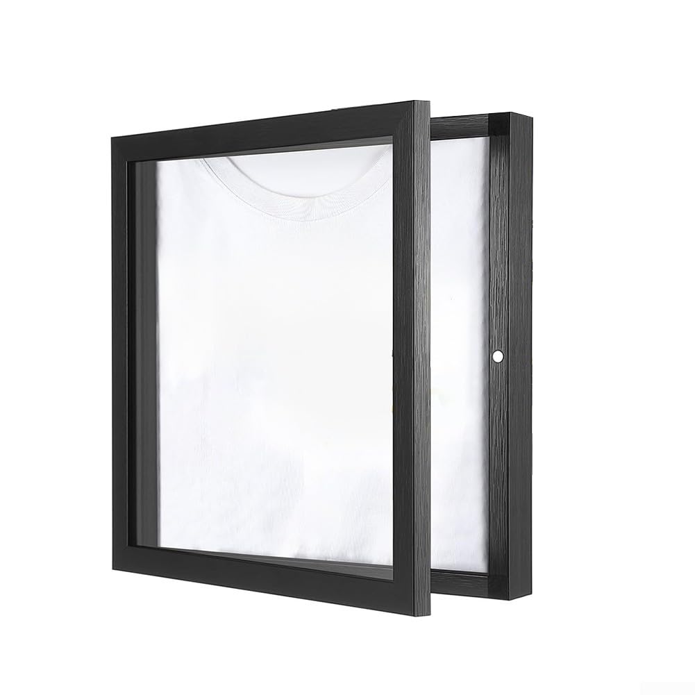 Cornice da esposizione in jersey di legno nero per parete o scrivania, custodia per magliette con finestra trasparente per cimeli di calcio e basket, 33 x 43 cm, sport (35 x 45 cm)