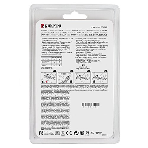 DT200032GB - Pen Drive de segurança Kingston de 32GB USB 3.0 Data Traveler Série 2000 c criptografia
