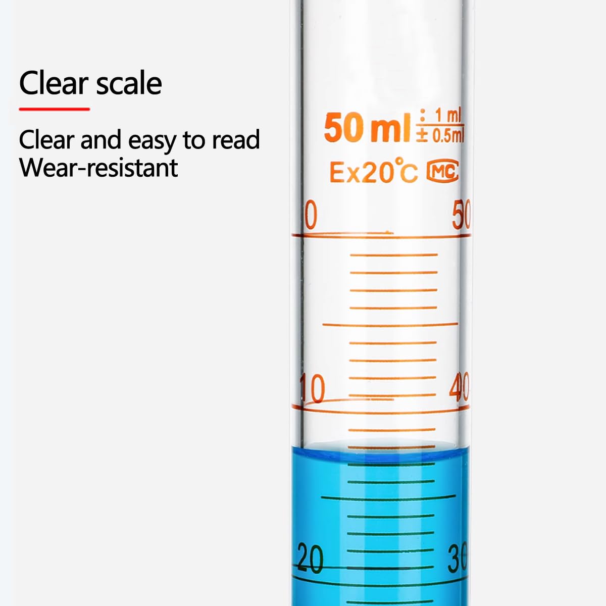 Cilindro graduato in vetro borosilicato con tappo in vetro a terra Heavy Wall Graduated Glass Measuring Cylinder Scelta ideale per le classi di scienza e uso domestico (500ml)