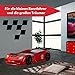 Coemo Kinder Autobett Dream Racer Kinderbett 90x200 im Rennwagen Design mit LED Beleuchtung und Lattenrost für Jungen und Mädchen - Betten Farbe Rot - Rennbett