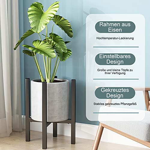 Duscdesp Pflanzenständer Verstellbar, Blumenständer für Innen,Stabiler Blumenständer aus Metall,Pflanzenständer Schwarz ,Pflanzenhalter Rack für Haus Innen und Außen