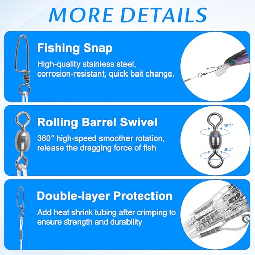 12 piezas de líderes de nylon para pesca miniatura 3