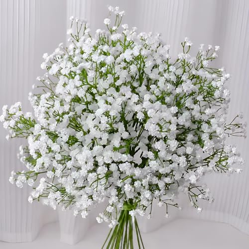 CHENYU16 Stück Schleierkraut Künstlich Heimdekoration Weiße Schleierkraut 28cm Fake Blumen Wiederverwendbar Geeignet Als Tischdekoration für Hochzeitsfeiertage