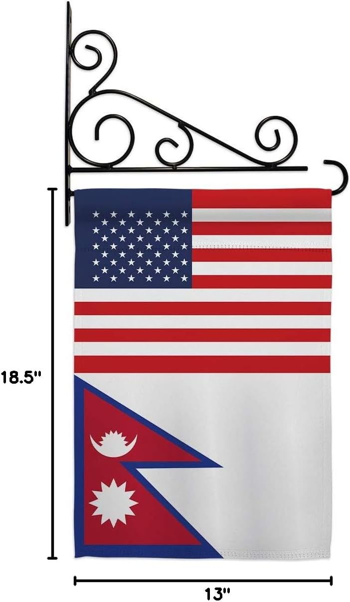 Nepal US Friendship Garden Flag Set Wall Holder Regional USA American Alliance World Country Particular Area Small Decorative Gift Yard House Banner Made In 13 X 18.5