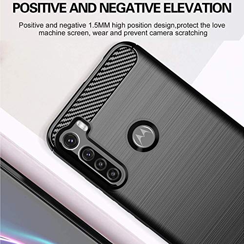 Image of NPRC Hybrid Ultra Slim Protective Case TPU Non-Slip Carbon Fiber Texture Shockproof Case Cover for Moto ONE Fusion Plus - Black
