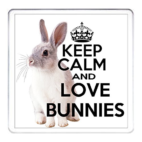 RABBIT GIFT COASTER. KEEP CALM AND LOVE BUNNIES coaster, drinks mat, table protector for your tea or coffee cup.