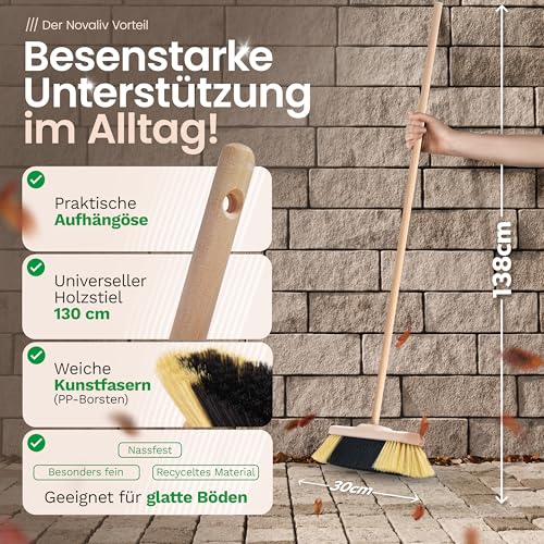 Novaliv Zimmerbesen FEINE KUNSTBORSTEN Besen weiche Borsten Schrankbesen Holzbesen Besenkopf dicht besetzt Idealer Besen für Laminat und Parkett Künstliche PP Borsten Stubenbesen ohne Stiel – Bild 3