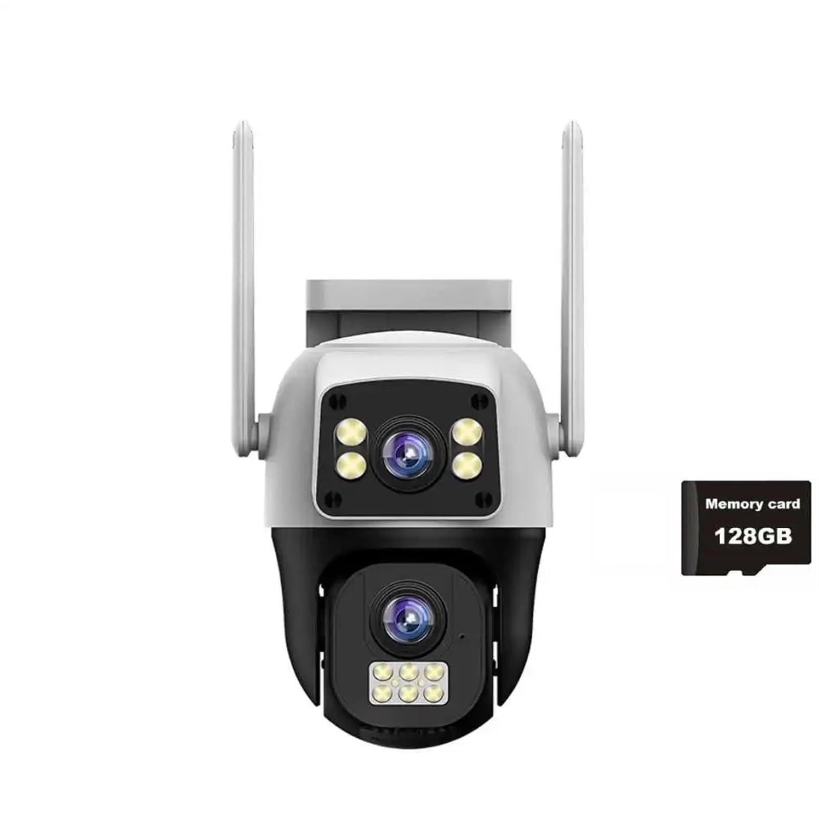 JVDDI 2MP 4G SIM Card Cameras Dual Lens Dual Screen Wireless WiFi Outdoor Surveillance Human Detect Security Protection PTZ IP Camera(2MP Cam Add 128G)