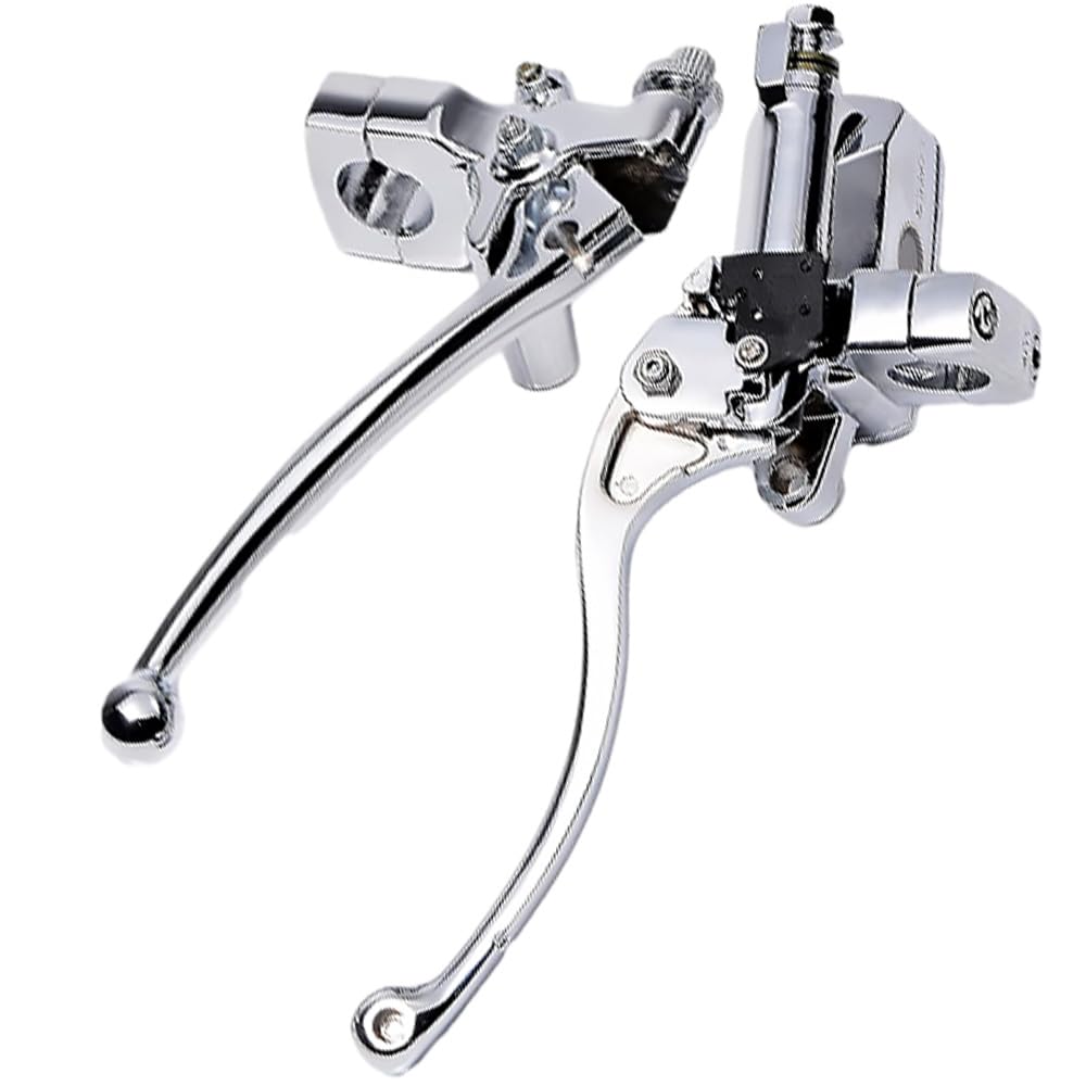 Baceyong Moto 25 mm Levier de maître-cylindre de frein et d'embrayage hydraulique Ensemble de poignées de moto Compatible avec la plupart des motos Chrome