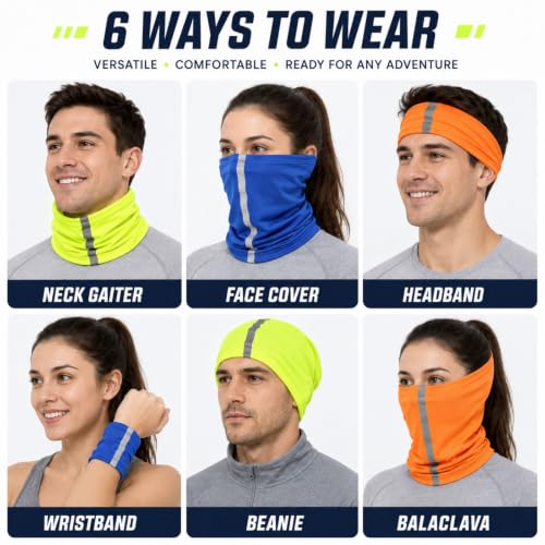 Image of SATINIOR 4 Pcs Neck Gaiter Face Mask for Men Reflective Face Cover Scarf Summer UV Sun Protection Balaclava Bandana for Work