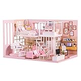 CUTEBEE Dollhouse Miniature with Furniture, Wooden DIY Dollhouse Kit Plus Dust Proof and Music Movement, 1:24 Scale Creative Room Idea (Dream Girl Heart)