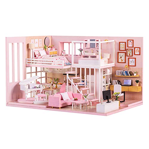 CUTEBEE Dollhouse Miniature with Furniture, Wooden DIY Dollhouse Kit Plus Dust Proof and Music Movement, 1:24 Scale Creative Room Idea (Dream Girl Heart)