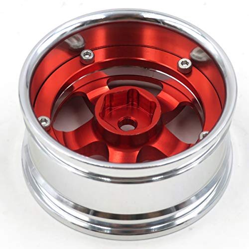 hobbysoul 2pcs RC 1/10 Aluminum Alloy Wheel Rims Hex 12mm Adjustable Offset Fit 1:10 RC On Road Drift Touring Car Tires (Silver & Red Color) by hobbysoul - Image 5