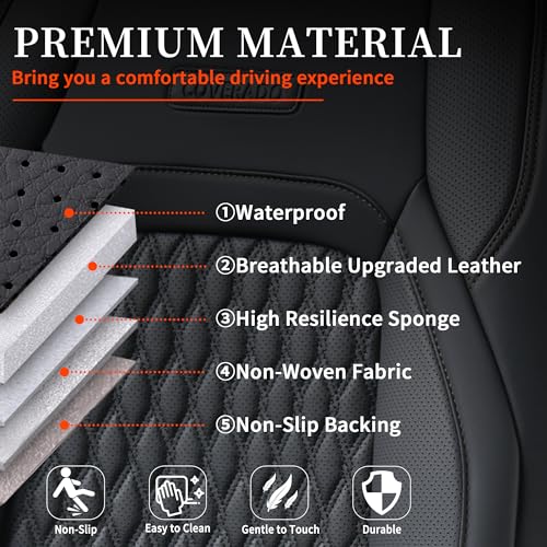 Image of Coverado Seat Covers Full set for Jeep Wrangler, Waterproof Car Seat Covers for Truck Automotive Seat Covers Custom Fit for 2007-2012 Jeep Wrangler JK 2-Door, Full Coverage Wrangler Seat Covers(Black)