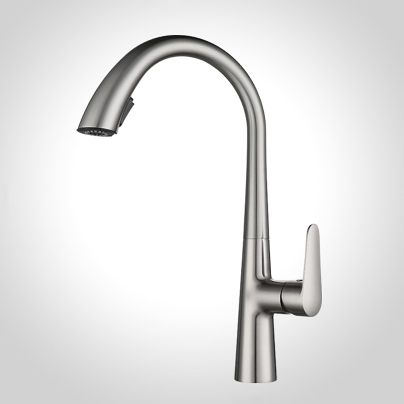 Wiquybml Brushed Nickel Kitchen Sink Faucet 360° Pull Out Spray Gooseneck Mixer Tap Modern Taps For Easy Cleaning And Versatile Use