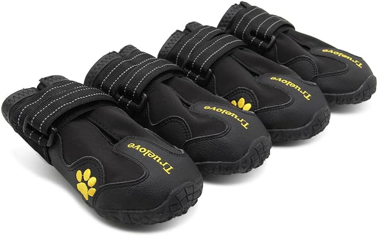 TrueloveDog Shoes Waterproof Anti-slip Rain Boots Paw Protectors Reflective TLS3961(Black,5#)