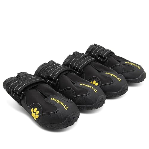 True Love Dog Shoes Waterproof Anti-Slip Rain Boots With Reflective Tls3961(6#, Black) #TOP20
