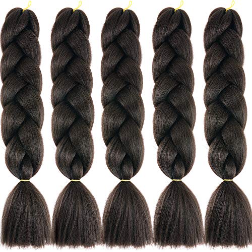 Cybelleza Meches pour Tresses Africaine Lot de 5 Extension de Cheveux Synthétique Tressage Ombre Jumbo Braiding Kanekalon Crochet, Brun moyen Cover