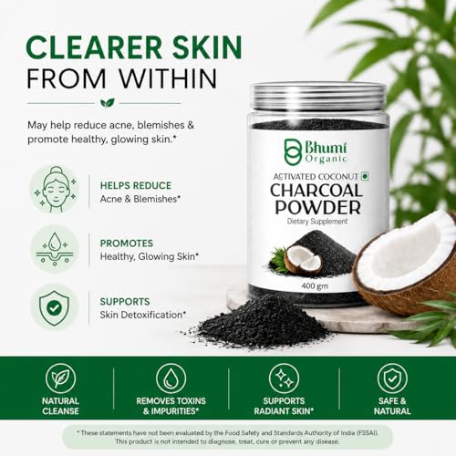 Image of Activated Charcoal Powder (400g) | Coconut Shell-Based, Teeth Whitening, Detox & Skin Care, Food-Grade, Vegan, Chemical-Free