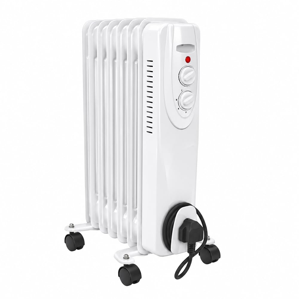 Jack Stonehouse 1.5KW/2KW Oil Filled Radiator Free Standing - Oil Filled Heater With 3 Power Settings - 7/9 Fin Portable Electric Heaters For Home Low Energy Silent - Plug In Radiator (White, 1500w) — image 1