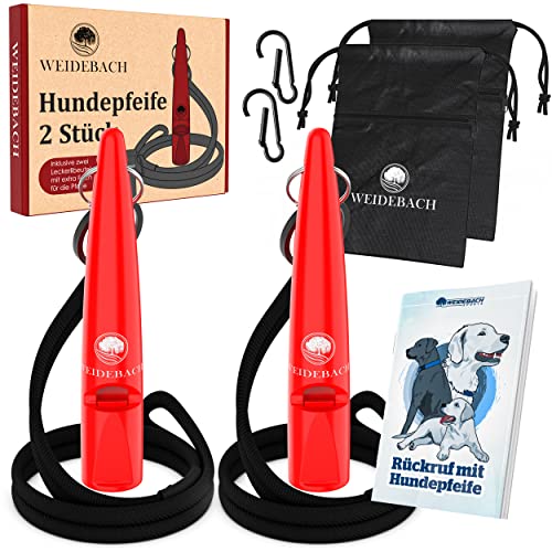 Weidebach® 2X sifflets Rouges pour Chien, sifflets pour rappeler Son Chien, sifflets pour entrainer Son Chien, sifflets Noirs a Ultrason pour Chien, sifflets d'entrainement pour Chien, sifflets Chien Cover
