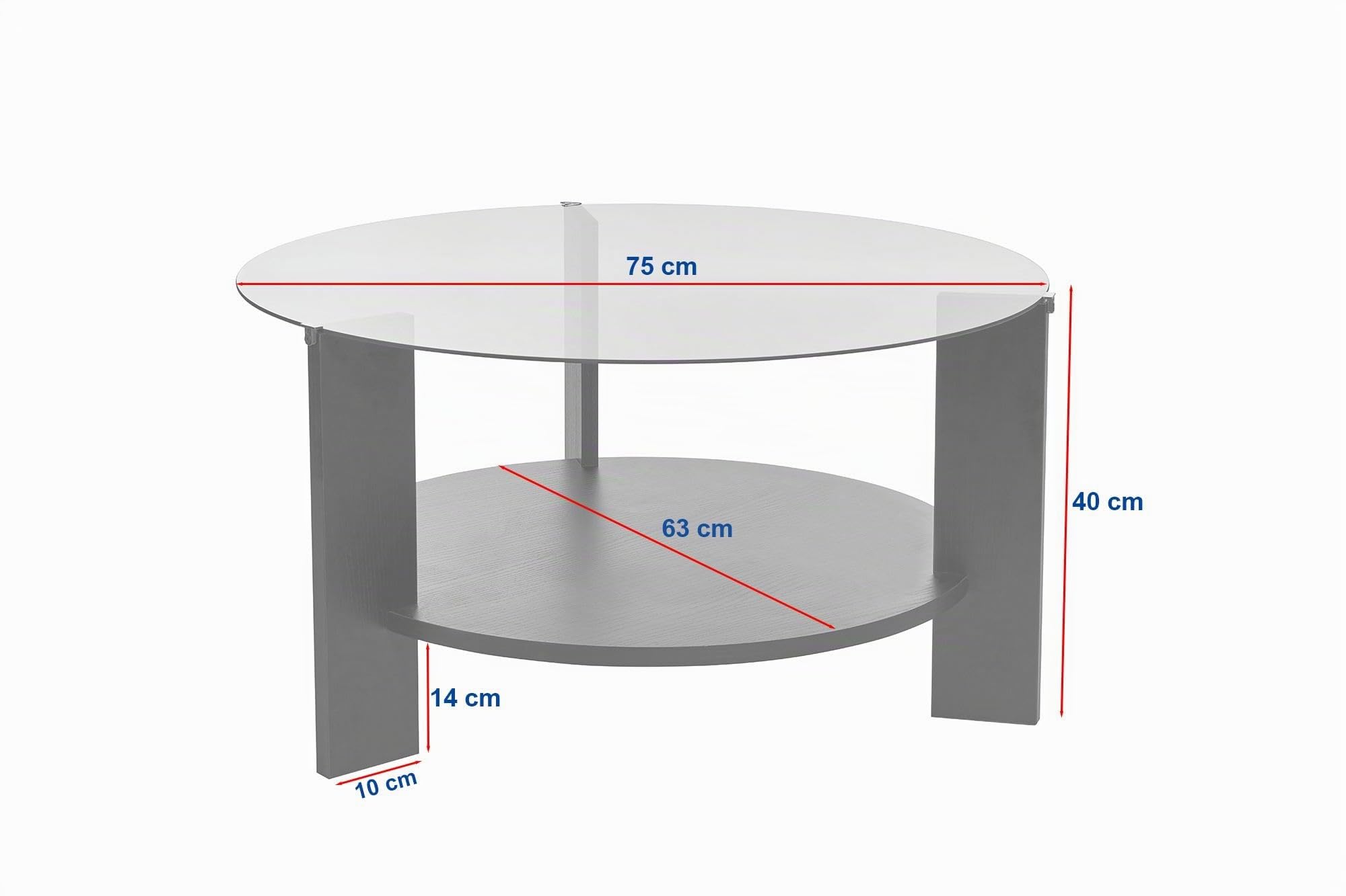 Hanah Home Stilvoller Couchtisch, 75 x 75 x 40 cm | 100% Sicherheitsglas & melaminbeschichtete Spanplatte | Elegantes Design in Travertin & Transparent für Moderne Wohnräume