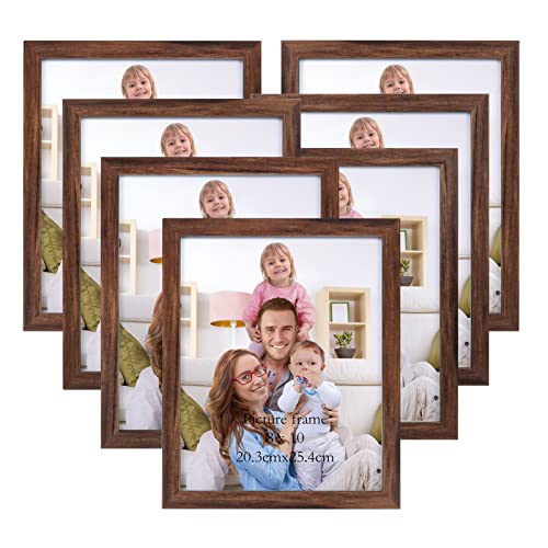 Giftgarden 8x10 Photo Frame Brown Set of 7 Rustic Walnut-Color Photo Frames 8 by 10 for Wall or Tabletop