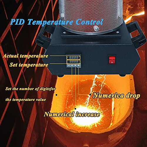 Hipogt 2100W Electric Gold Melting Furnace With 3Kg Graphite Crucible For Melt Scrap, 2100F Digital Metal Smelting Machine With Mesh Guard, Silver, Gold, Copper, Aluminum 110V Refining Casting Furnace #TOP3