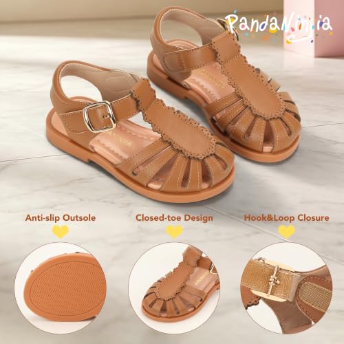 Image of PANDNAINJIA Toddler Girls Sandals T-Strap Dress Summer Shoes