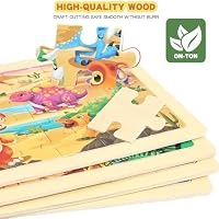 Wooden Puzzles Dinosaur Toys for Kids Ages 3-5, Set of 4 Packs with 24-Piece Wood Jigsaw Puzzles, Preschool Educational Brain Teaser Boards for Boys and Girls 3 4 5 6 Years Old — image 4