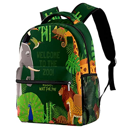 Sac à dos lion pour enfants avec poches motif animaux du zoo