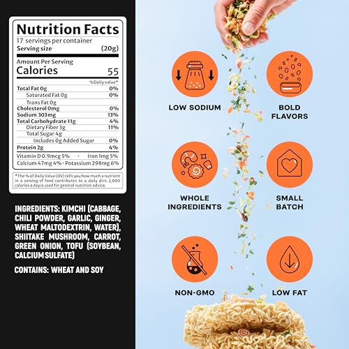 Image of Ramen Bae Kimchi Mix Dried Ramen Toppings - Low Fat, Low Sodium, Dehydrated Ramen Toppers, Add Ins, Mix Ins for Instant Ramens, Stir Fry, Noodles, Soup, Fried Rice - Easy To Prep, Up To 17 Servings