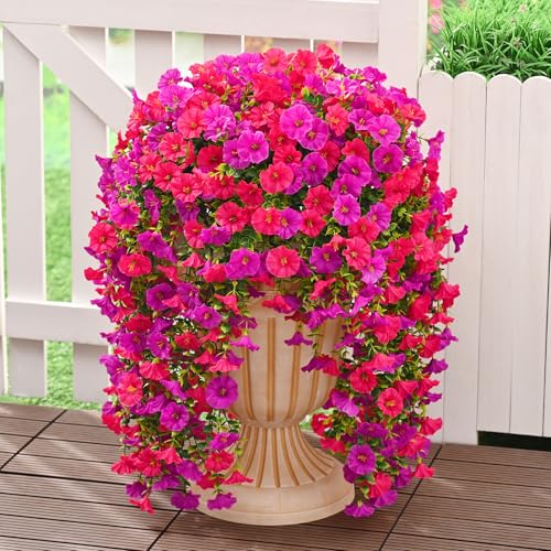 Dolicer 2 Packs Look Real Artificial Flowers for Outdoors, Fake A...