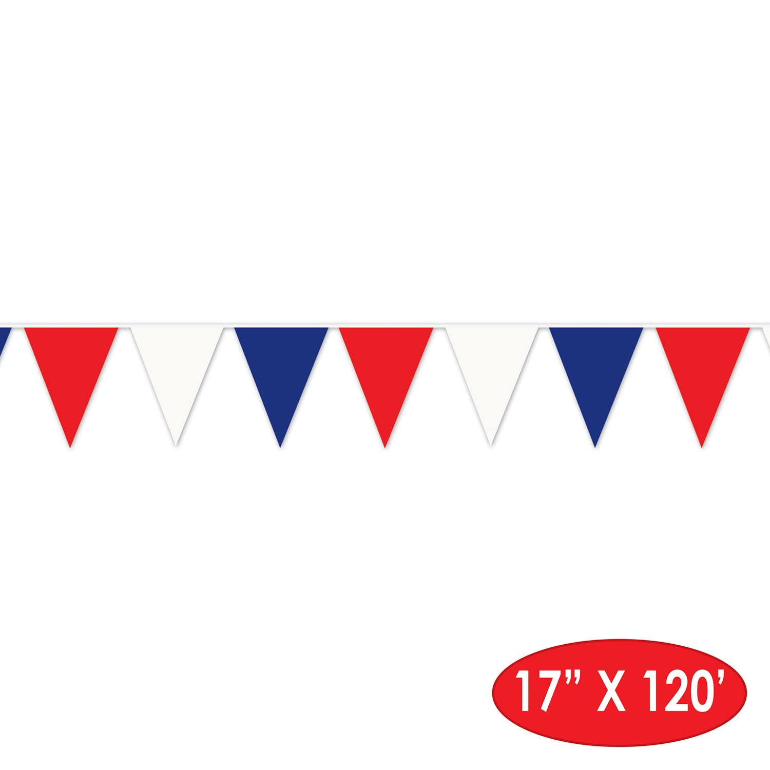 Beistle Banderines de plástico Rojo, Blanco y Azul de 3 Piezas para Decoraciones del 4 de Julio, Suministros de Fiesta patriótica