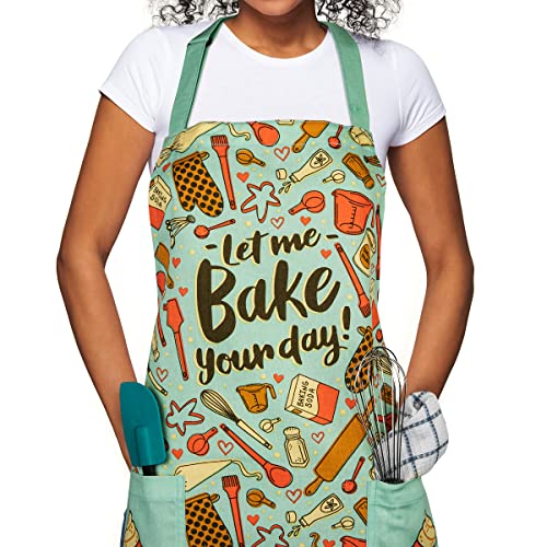 Lavley Let Me Bake Your Day Apron - Funny Baking Apron For Women With Pockets - Baking Gift For Bakers