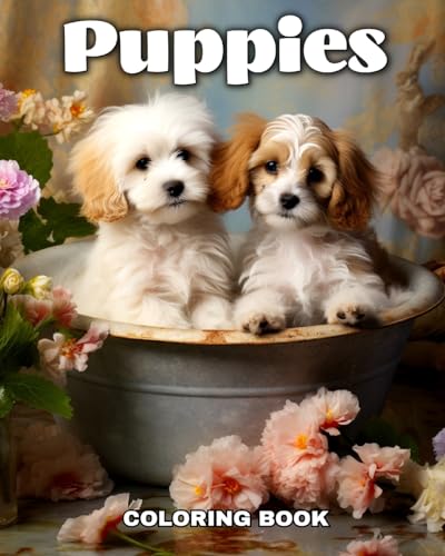 Puppies Coloring Book: Cute Puppy And Dog Illustrations to Color for Adults and Teens
