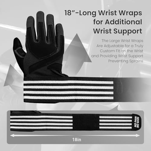 FINGER TEN Weightlifting Workout Gloves Full Half Finger with Wrist Strap Support, Padded Grip for Weight Lifting Gym Fitness Exercise Training Men Male (Full-Black, XX-Large)