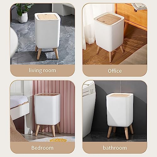 Image of WanWanKa Trash can 2.6 Gallon，Dsektop Garbage can 0.5 Gallon (2 Pieces) Mini Trash can with Press top Lid, Nordic Modern Waste Basket, Office, Outdoor，Dog Proof Trash can(White)