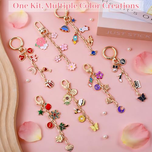 Image of Wurosi 773 Pcs Beaded Keychain Making Kit, Bag Charm Kit, with Chains, Charms & Letter, Key Chain Hooks, Jump Rings, Manual, Gift Bgas, Storage Box & Tools, DIY Crafting and Jewelry Making for Adult