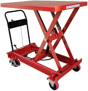 LiftMate Mobile Scissor Lift Table, Scissor Lift Platform Trolley Large, 500kg Capacity, Hydraulic Lift Table Cart